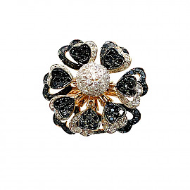 Кольцо из золота в красном с белым цвете с цирконом 01-200764605