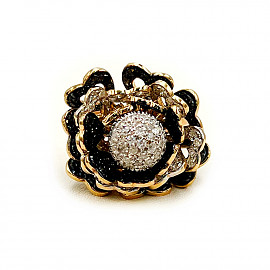 Каблучка з золота у червоному з білим кольорі з цирконом