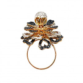 Каблучка з золота у червоному з білим кольорі з цирконом