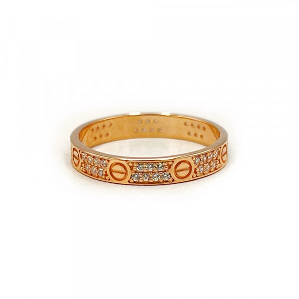 Каблучка з червоного золота з цирконом