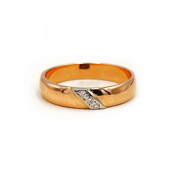 Золота каблучка червоного з білим кольору з білими діамантами