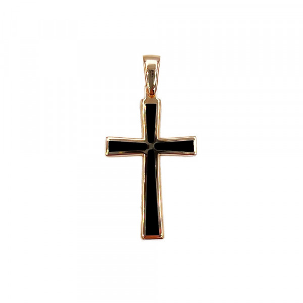 Хрестик з золота червоного кольору з емаллю