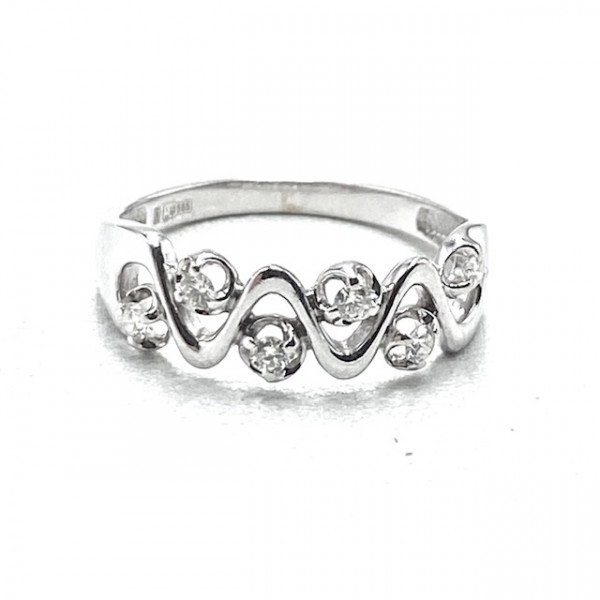 Золота каблучка з білими діамантами