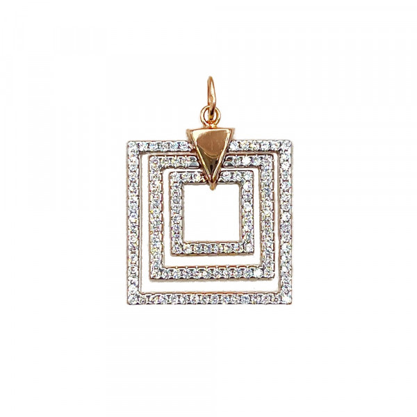 Кулон з червоного з білим золота з цирконом
