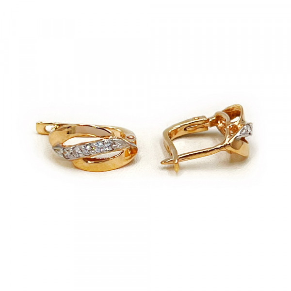 Сережки з червоного з білим золота з цирконом