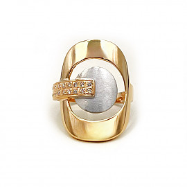 Кольцо из золота в красном с белым цвете с цирконом 01-200867505