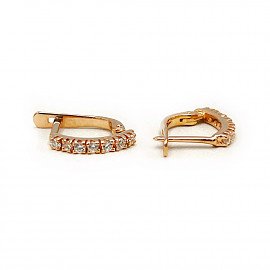 Золоті сережки у червоному кольорі з цирконом 01-200929605