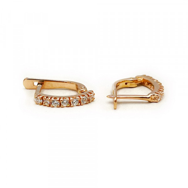 Золоті сережки у червоному кольорі з цирконом