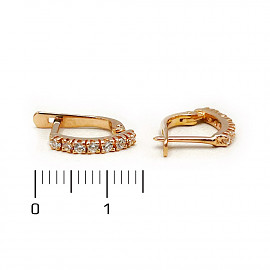 Золоті сережки у червоному кольорі з цирконом