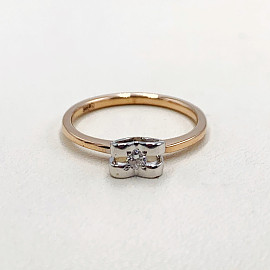 Золотое кольцо с белым бриллиантом 01-19280406