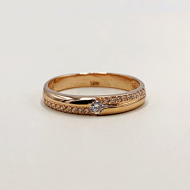 Золотое кольцо красного цвета с цирконом 01-200055306