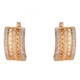 Сережки з червоного з білим золота з цирконом 01-200164606