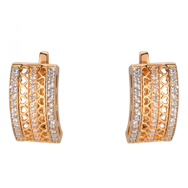 Сережки з червоного з білим золота з цирконом