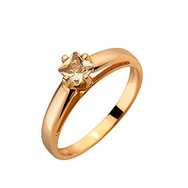 Золотое кольцо в красном цвете с цирконом 01-200250906