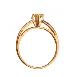 Золота каблучка у червоному кольорі з цирконом