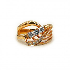 Золотое кольцо красного цвета с цирконом 01-200264606