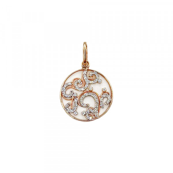 Кулон из золота в красном с белым цвете с цирконом