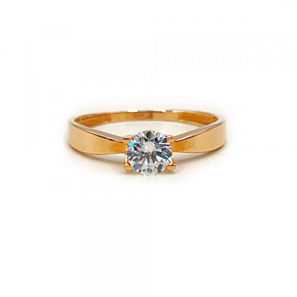 Кольцо из красного золота с цирконом