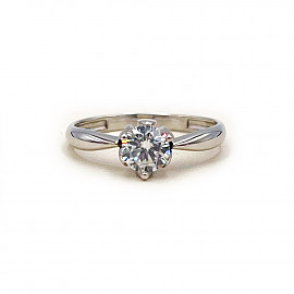 Золотое кольцо в белом цвете с цирконом 01-200285906