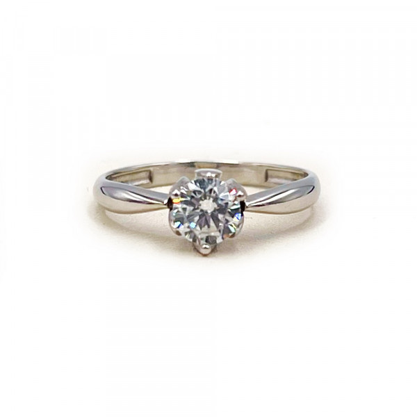 Золотое кольцо в белом цвете с цирконом