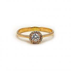 Золотое кольцо в красном цвете с цирконом 01-200346806