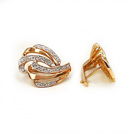 Сережки з золота з цирконом 01-200566006