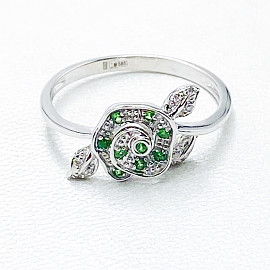 Золотое кольцо белого цвета с белыми бриллиантами 01-200759506