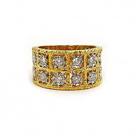 Кольцо из золота желтого с белым цвета с белыми бриллиантами 01-200764606
