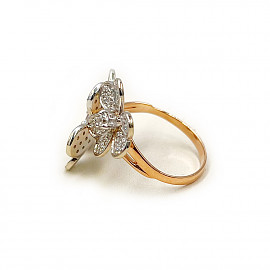 Золотое кольцо с цирконом «Цветы»