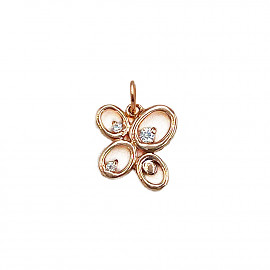 Золотой кулон красного цвета с цирконом 01-200781906