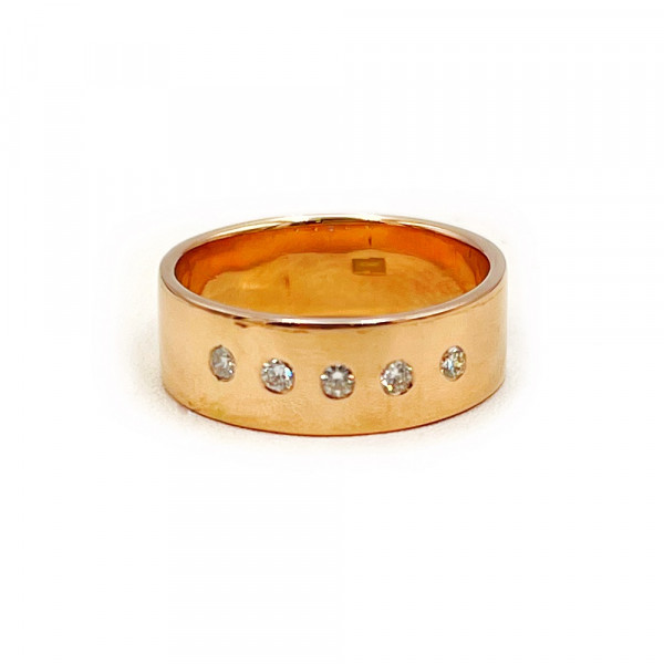 Обручка з золота з білими діамантами