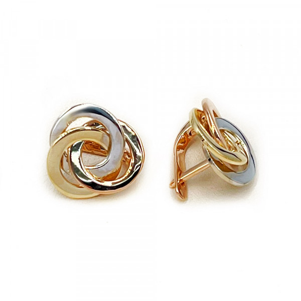 Серьги из красного с желтым и белым золота