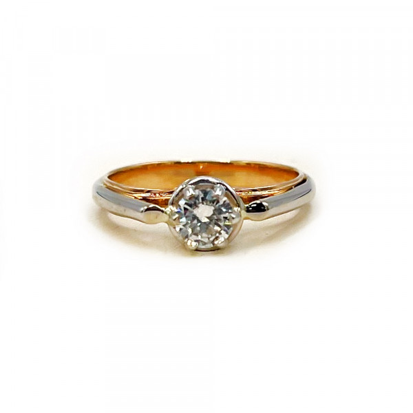 Каблучка з червоного з білим золота з цирконом