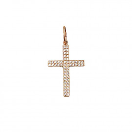 Хрестик з золота червоного кольору з цирконом 01-200893406