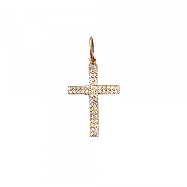 Хрестик з золота червоного кольору з цирконом
