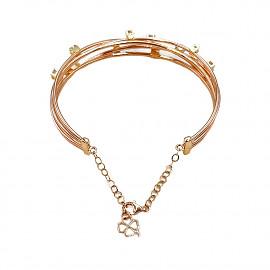 Золотой браслет в красном с белым цвете с цирконом