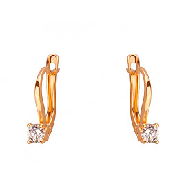 Золотые серьги в красном цвете с цирконом 01-200034207