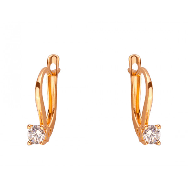 Золотые серьги в красном цвете с цирконом