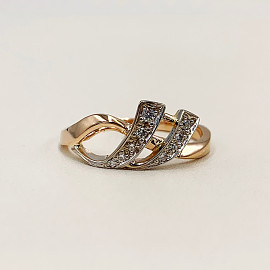 Золотое кольцо в красном с белым цвете с белыми бриллиантами 01-200092307