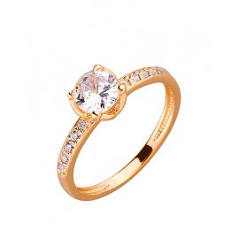Каблучка з червоного золота з цирконом 01-200104707