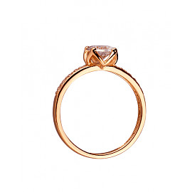 Каблучка з червоного золота з цирконом