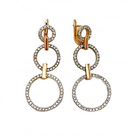 Серьги из золота в красном с белым цвете с цирконом 01-200107907