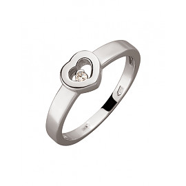 Золотое кольцо в белом цвете с белым бриллиантом «Сердце» 01-200120307