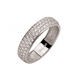 Кольцо из золота белого цвета с цирконом 01-200130007