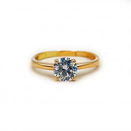 Золота каблучка у червоному кольорі з цирконом 01-200195907