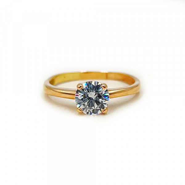 Золота каблучка у червоному кольорі з цирконом