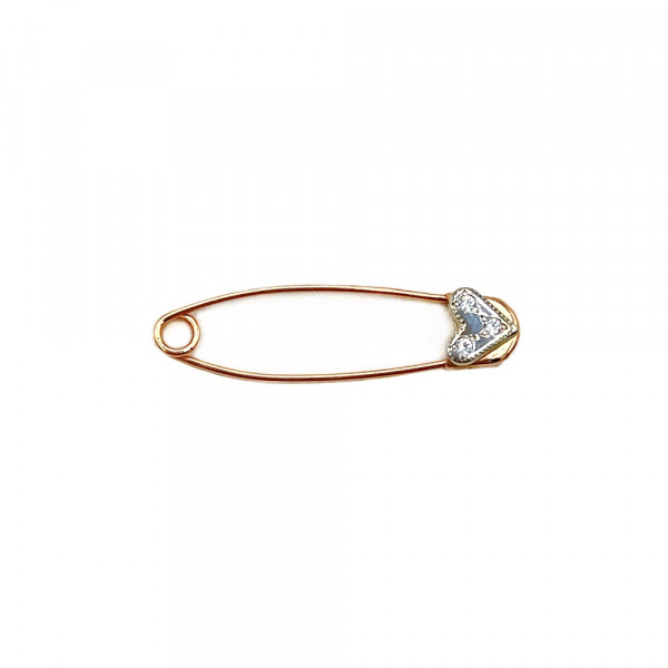 Золота шпилька з цирконом «Серце»
