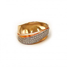 Каблучка з золота червоного з білим кольору з цирконом 01-200250407