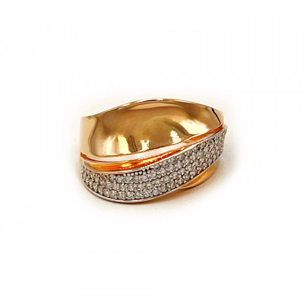 Каблучка з золота червоного з білим кольору з цирконом