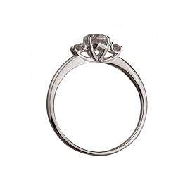 Золотое кольцо белого цвета с цирконом